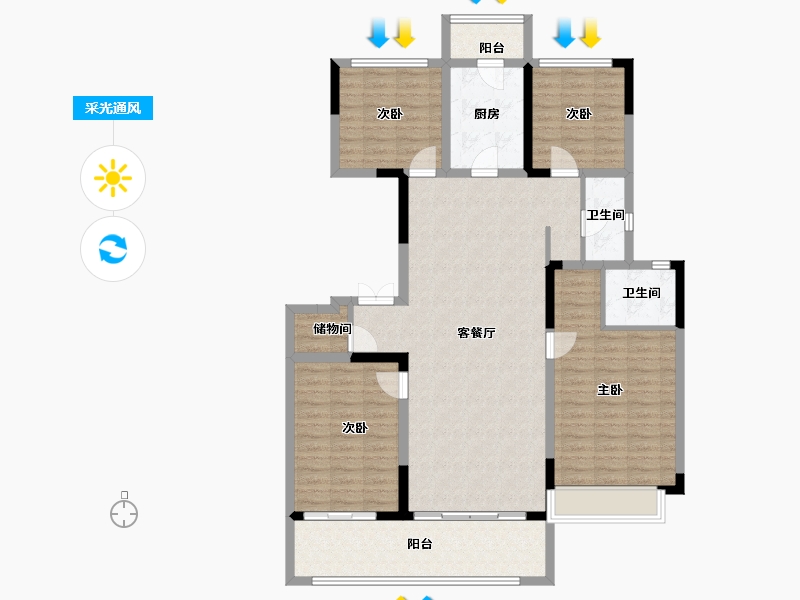 江西省-上饶市-华熙LIVE信江·华熙府第一区-122.33-户型库-采光通风