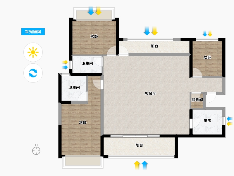 江西省-上饶市-华熙LIVE信江·华熙府第一区-116.07-户型库-采光通风