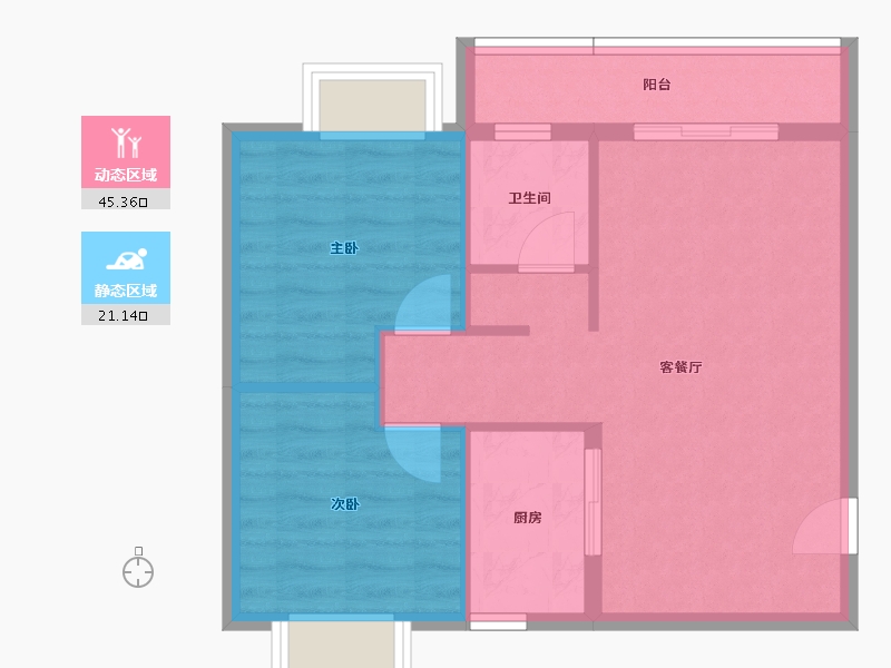 云南省-西双版纳傣族自治州-橡径云山-59.85-户型库-动静分区