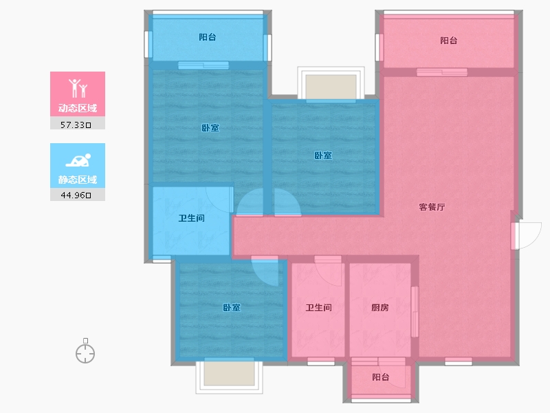 四川省-资阳市-喜悦长岛-90.48-户型库-动静分区