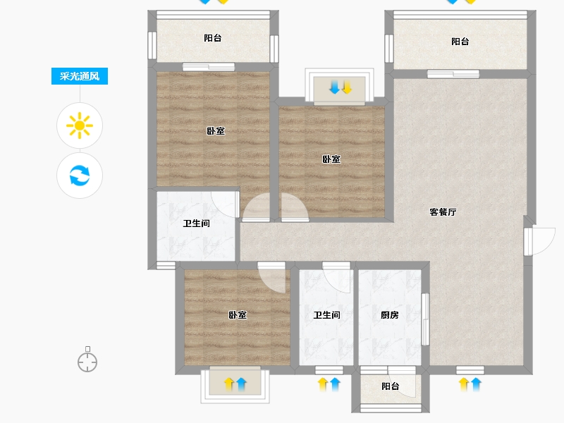 四川省-资阳市-喜悦长岛-90.48-户型库-采光通风