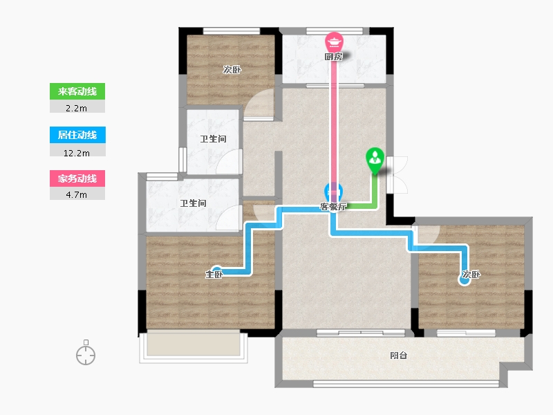 安徽省-宣城市-宇轩·玫玺台-91.05-户型库-动静线