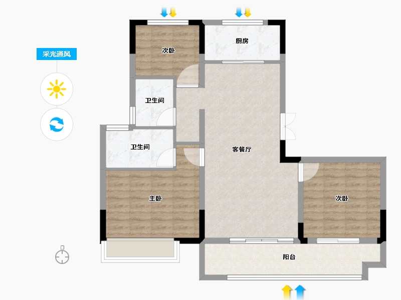 安徽省-宣城市-宇轩·玫玺台-91.05-户型库-采光通风