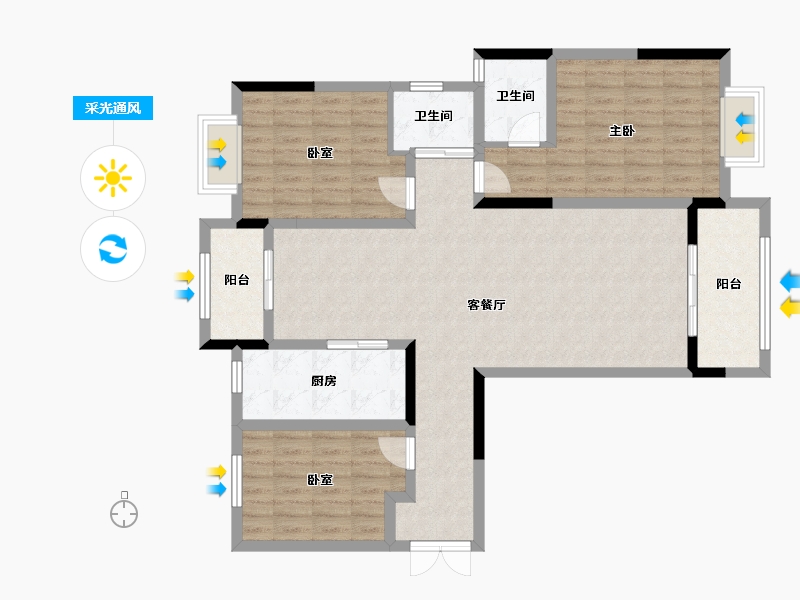 河南省-信阳市-信合溪苑-105.00-户型库-采光通风