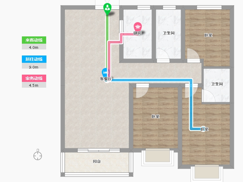 甘肃省-临夏回族自治州-碧云天·东城明珠-90.12-户型库-动静线