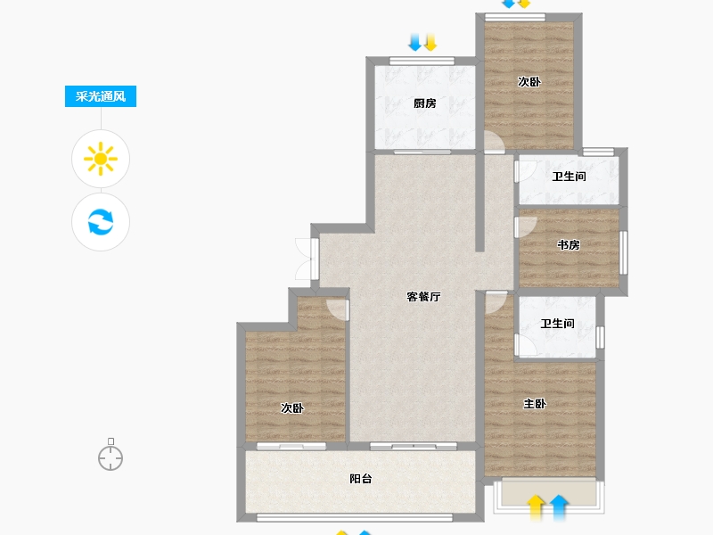 河南省-周口市-周投绿城·留香园-109.59-户型库-采光通风