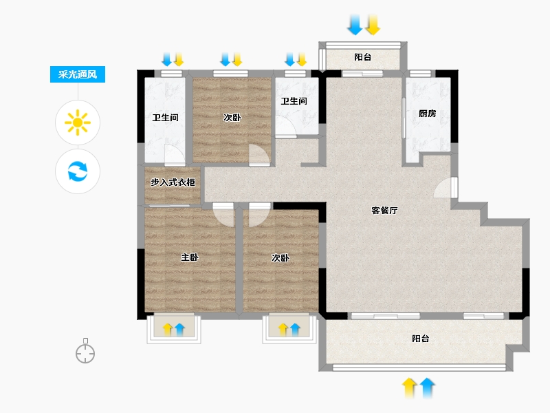 河南省-周口市-建业·湖山境-107.00-户型库-采光通风