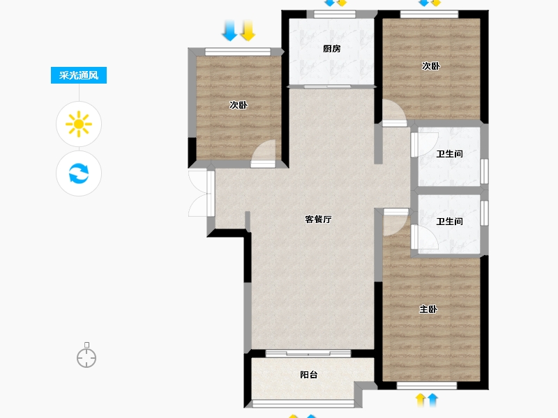 河北省-邢台市-永康瑞府-89.73-户型库-采光通风