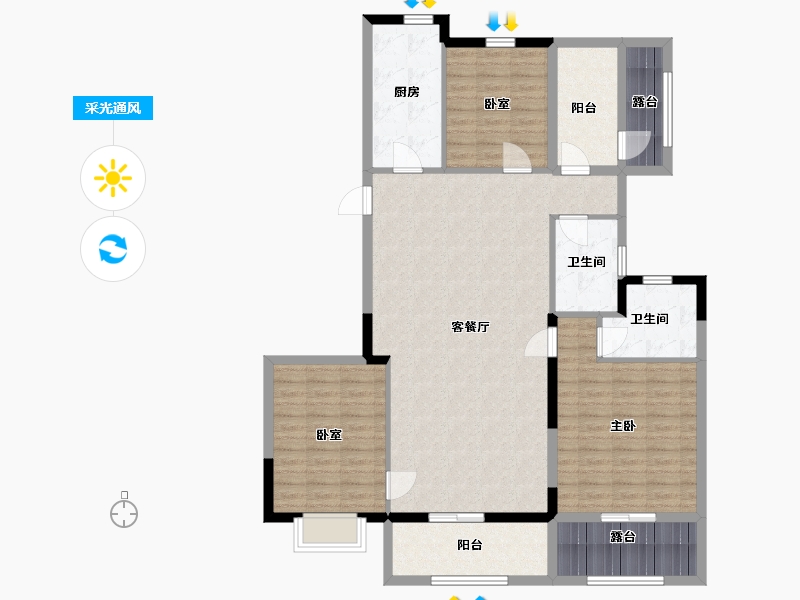 江苏省-徐州市-恒大昕棠观澜府-131.00-户型库-采光通风