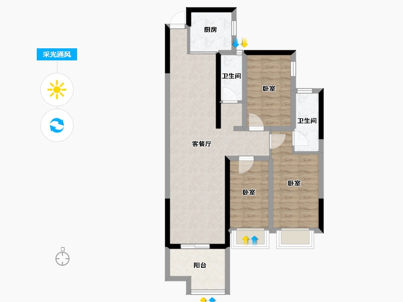 四川省-资阳市-博邦紫韵东城-76.73-户型库-采光通风