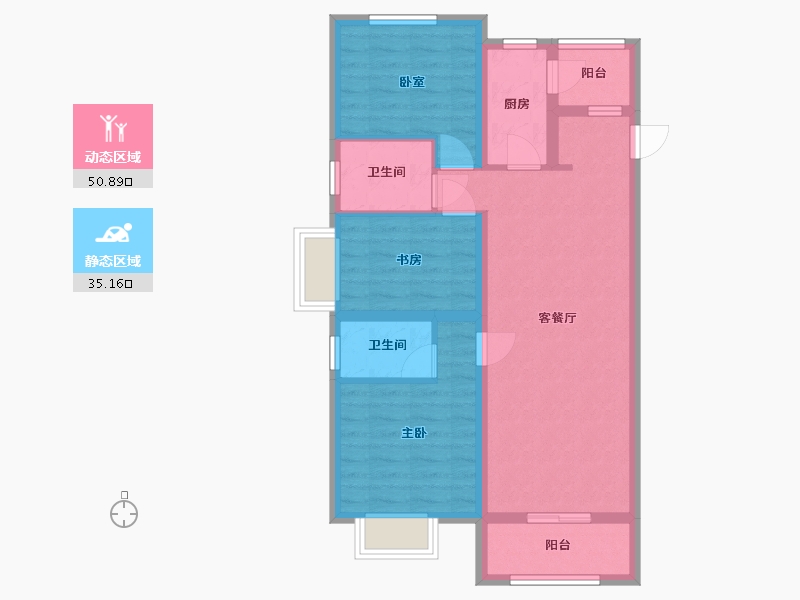 安徽省-蚌埠市-燕山书苑-95.00-户型库-动静分区