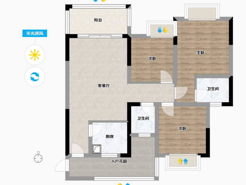 四川省-泸州市-阳光国际城-108.00-户型库-采光通风