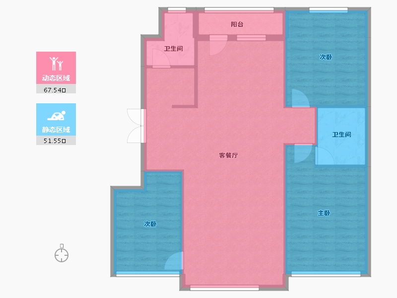 吉林省-辽源市-玉圭园御水丹堤-109.62-户型库-动静分区