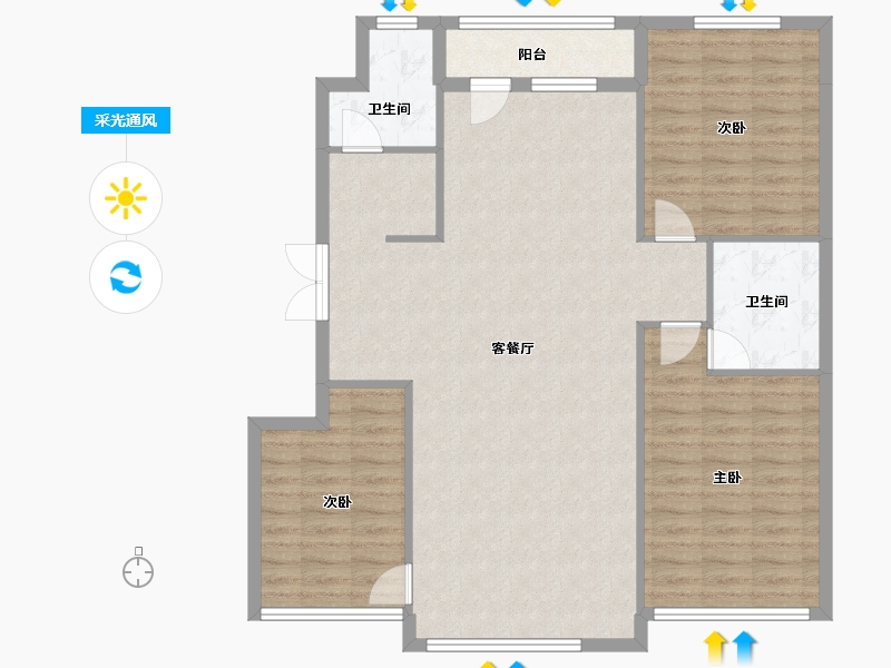 吉林省-辽源市-玉圭园御水丹堤-109.62-户型库-采光通风