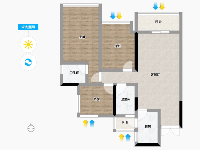 四川省-绵阳市-景茂誉府-77.14-户型库-采光通风