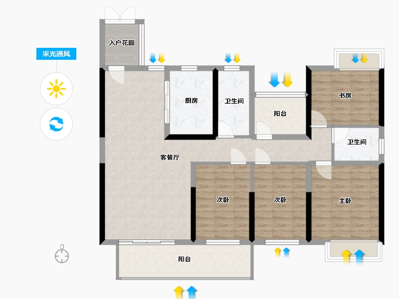 广西壮族自治区-贺州市-悦城壹号院-123.00-户型库-采光通风