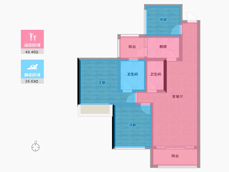 四川省-绵阳市-文泉理想城邦-74.94-户型库-动静分区