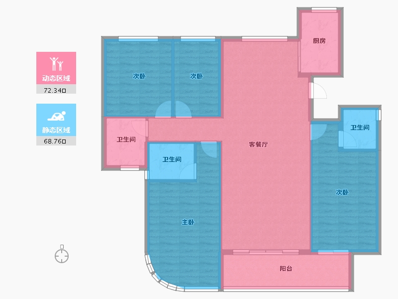 甘肃省-临夏回族自治州-唐顿庄园二期-129.39-户型库-动静分区