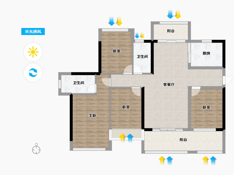 广西壮族自治区-玉林市-陆川·碧桂领秀城-115.31-户型库-采光通风