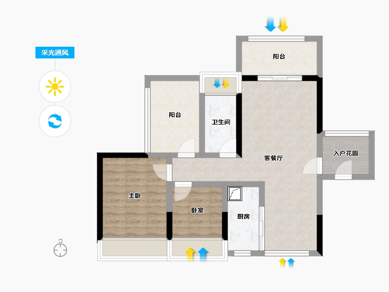 广东省-湛江市-君临蔚蓝海岸-69.89-户型库-采光通风