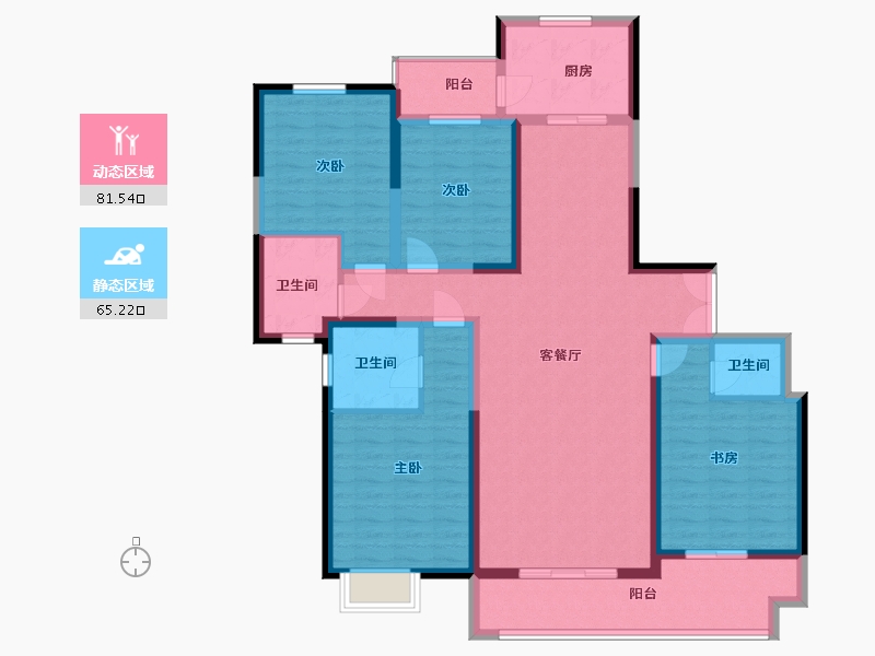 陕西省-西安市-西安理工大三期公寓-128.00-户型库-动静分区