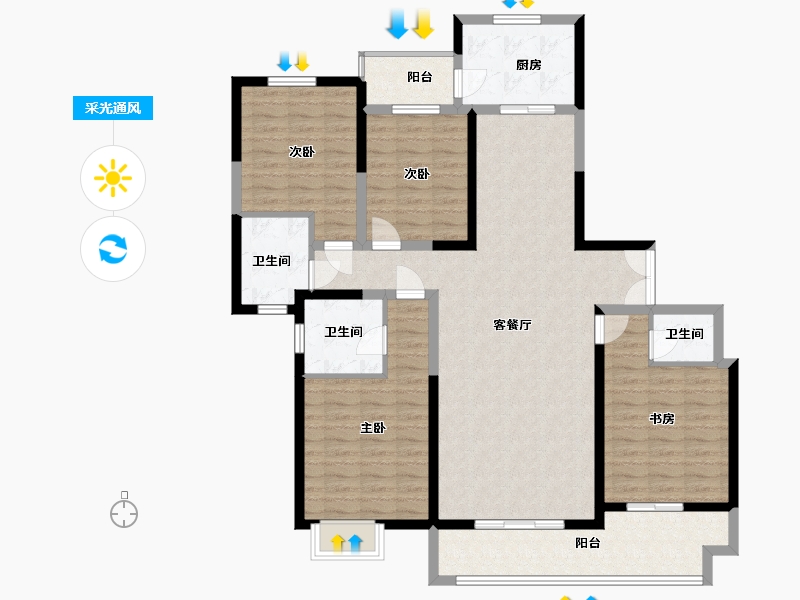 陕西省-西安市-西安理工大三期公寓-128.00-户型库-采光通风