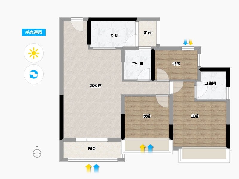 广东省-揭阳市-阳光城·宏和翡翠湾-79.20-户型库-采光通风