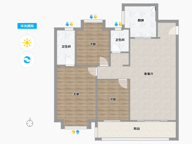 江苏省-南京市-方山望-91.80-户型库-采光通风