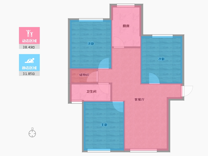 黑龙江省-大庆市-丽都佳苑-80.00-户型库-动静分区