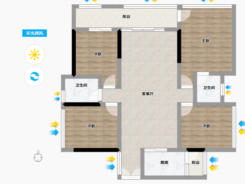 四川省-绵阳市-景茂誉府-97.89-户型库-采光通风