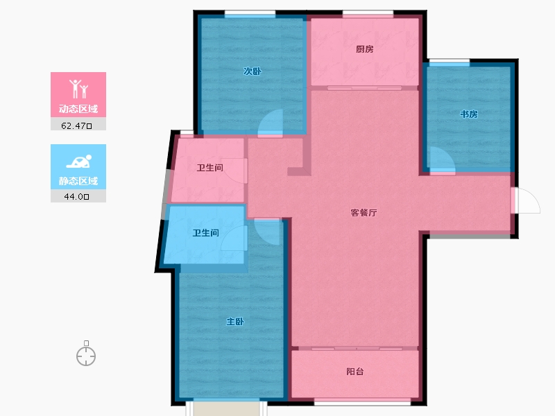 宁夏回族自治区-银川市-宝湖·天脊-95.42-户型库-动静分区