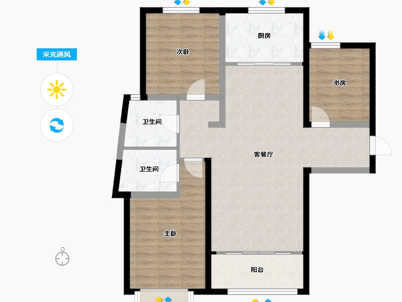 宁夏回族自治区-银川市-宝湖·天脊-95.42-户型库-采光通风