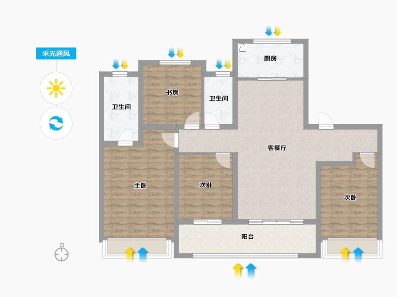 江苏省-扬州市-天赋星辰-114.41-户型库-采光通风