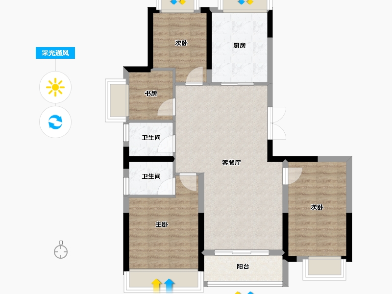 湖北省-武汉市-青青佳园-103.00-户型库-采光通风