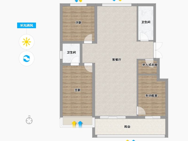 吉林省-辽源市-东丰·南湖一号南区-103.66-户型库-采光通风