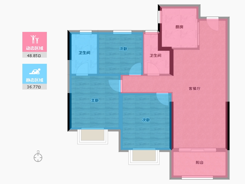 福建省-莆田市-​建发融创和鸣兰溪-76.73-户型库-动静分区