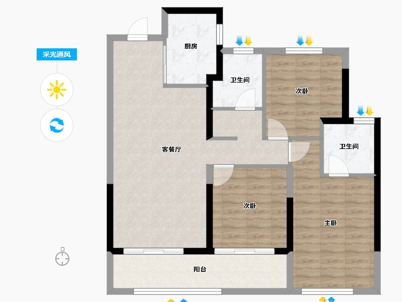 福建省-莆田市-联发融创龍德井壹号-89.98-户型库-采光通风