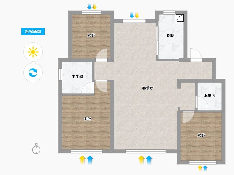 内蒙古自治区-赤峰市-朗润明珠小区-93.00-户型库-采光通风