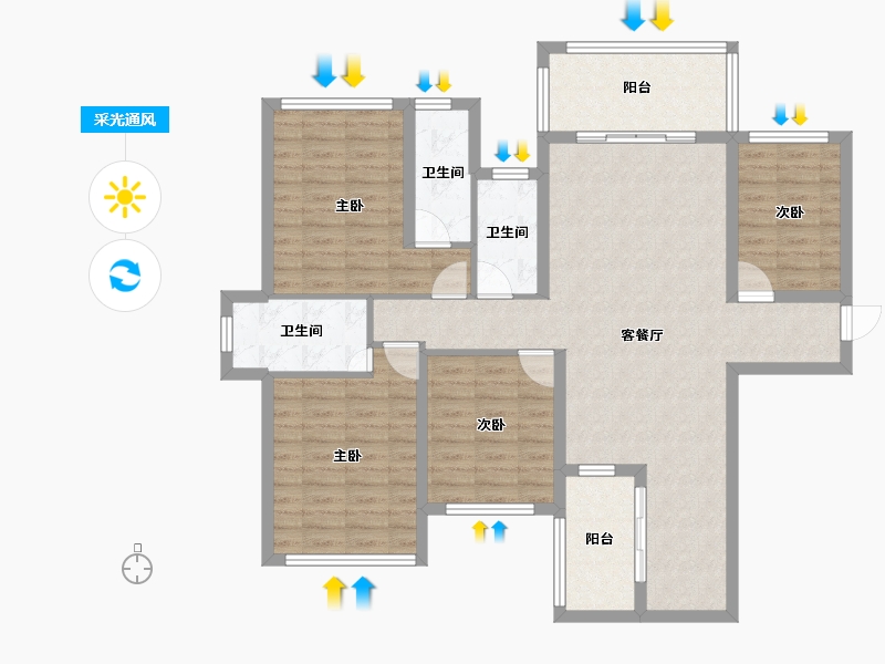 广西壮族自治区-贵港市-海联·凯旋国际-108.44-户型库-采光通风