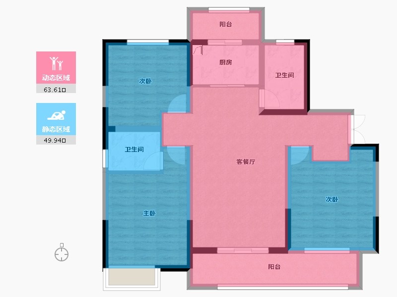 江苏省-扬州市-晶龙宸龙学府-100.80-户型库-动静分区