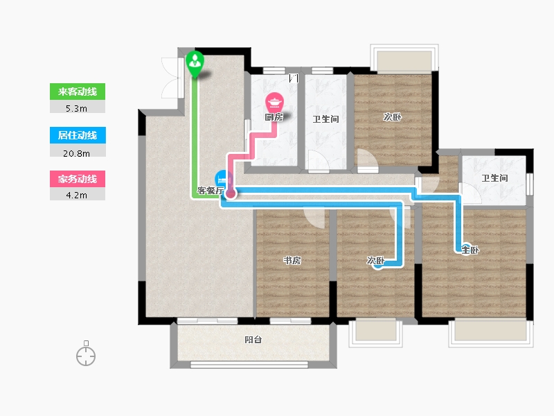 江苏省-扬州市-晶龙宸龙学府-114.41-户型库-动静线