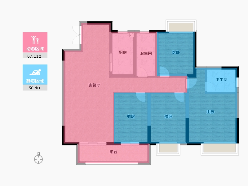 江苏省-扬州市-晶龙宸龙学府-114.41-户型库-动静分区