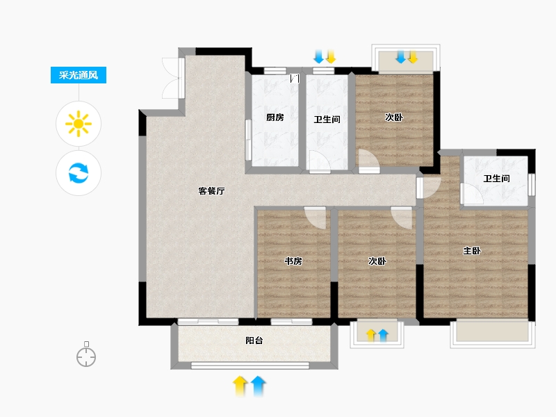 江苏省-扬州市-晶龙宸龙学府-114.41-户型库-采光通风