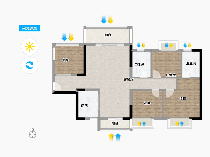 广东省-揭阳市-阳光城·宏和翡翠湾-95.38-户型库-采光通风