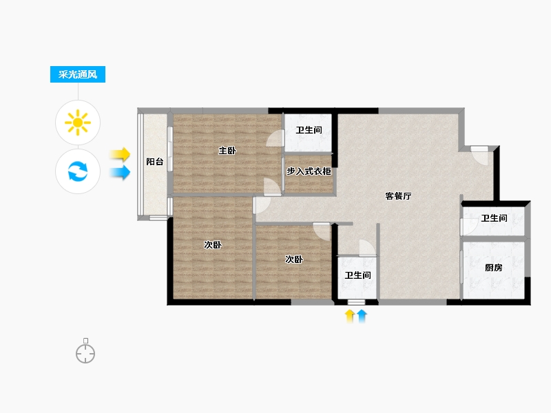 浙江省-杭州市-广宇平海公寓-122.00-户型库-采光通风