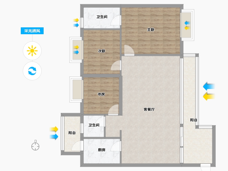 贵州省-贵阳市-花果园-Q区-105.00-户型库-采光通风