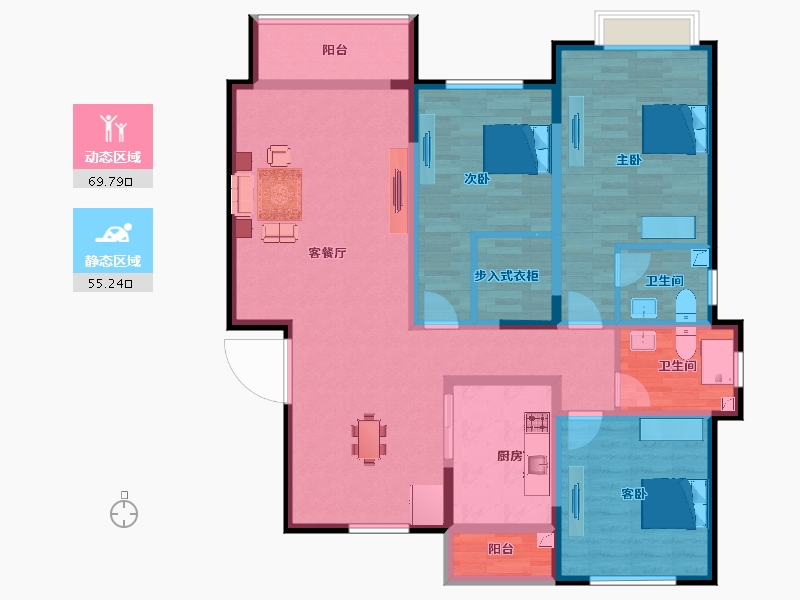 内蒙古自治区-鄂尔多斯市-鄂托克旗正泰小区-112.17-户型库-动静分区