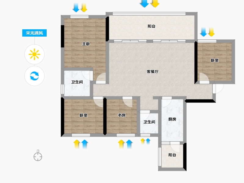 四川省-绵阳市-树高上院-105.07-户型库-采光通风