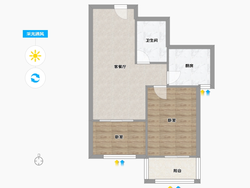 山东省-青岛市-良辰美景一期-南区-60.00-户型库-采光通风