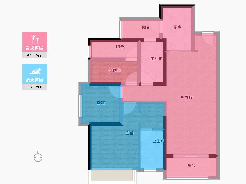 广东省-佛山市-朝安金茂悦-80.00-户型库-动静分区